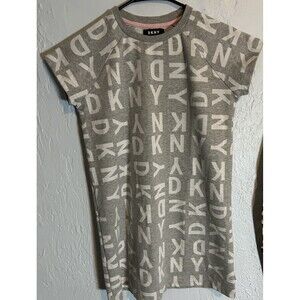 DKNY Long Shirt Dress T Shirt Short Sleeve Gray Size Womens XLarge Cotton